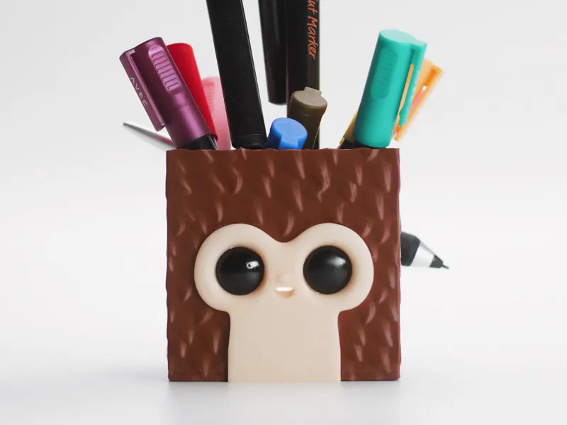 Default Cube Pixel Monkey Storage Box w. Pen Tail
