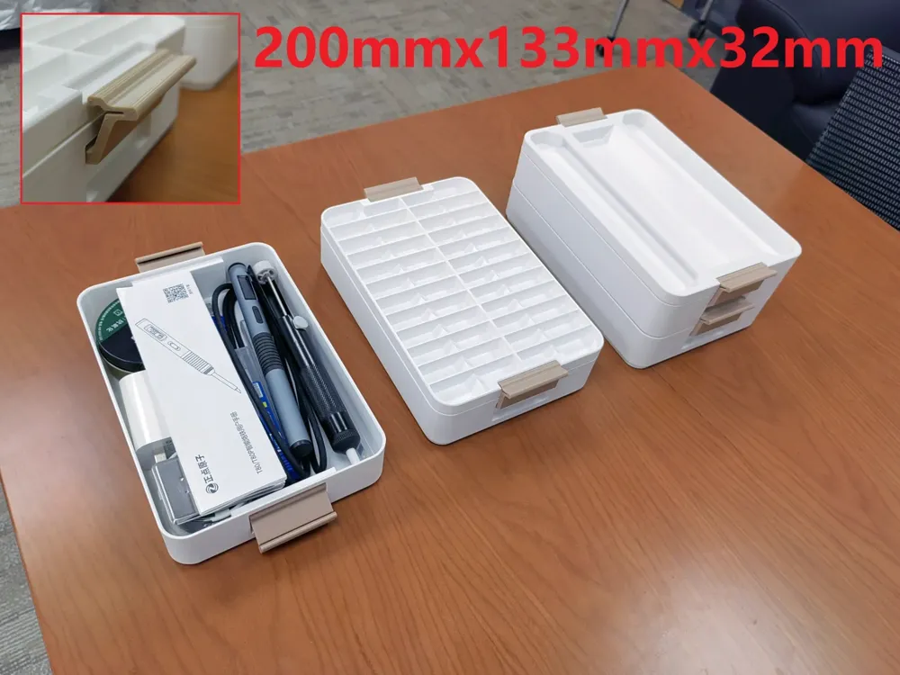 Scrowable Box Stackable box with a snap closure (200mmX133mmX32mm) by 极客野犬@w - MakerWorld