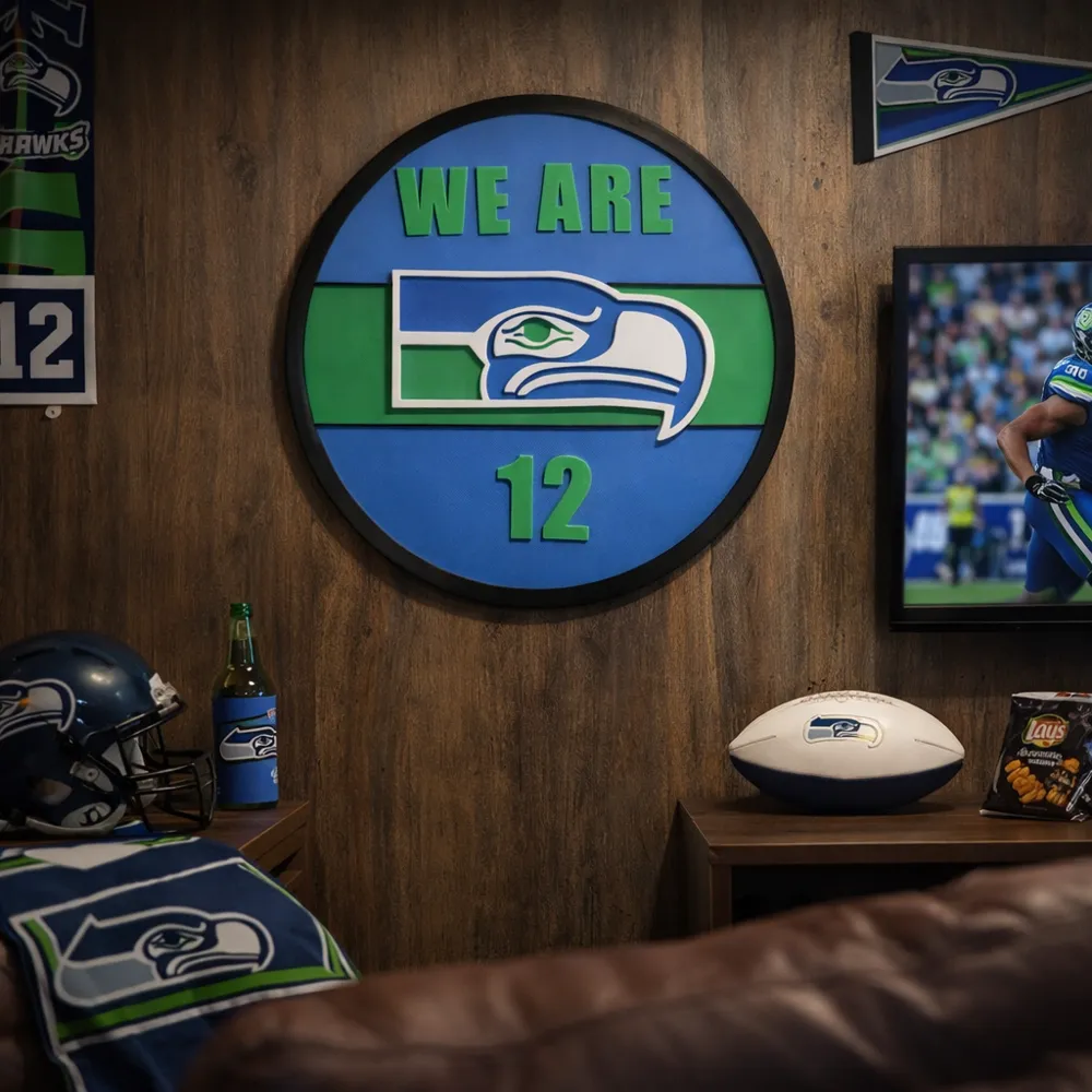 Seattle Seahawks Retro Fan Sign - Free 3D Print Model - MakerWorld