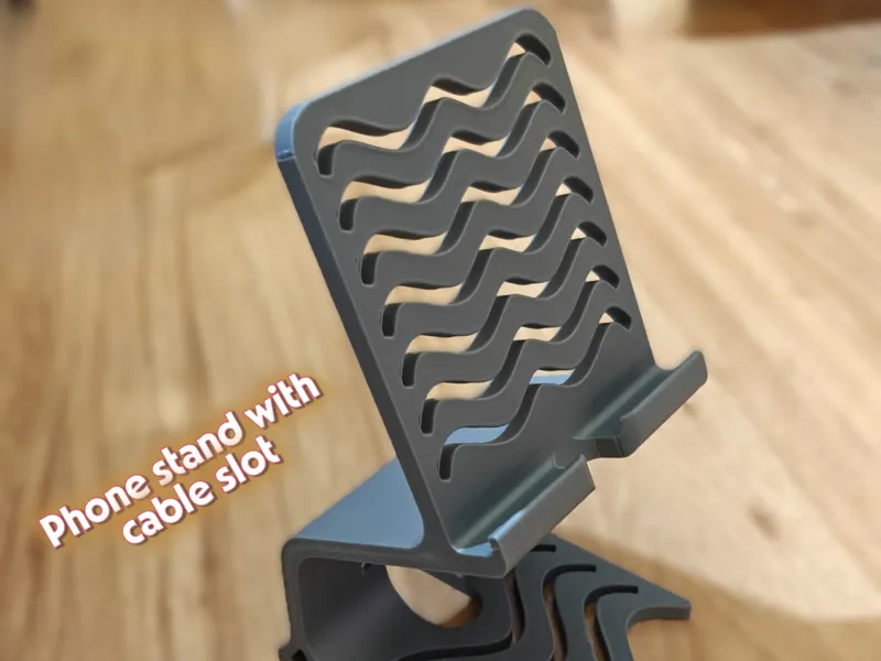Phone stand with cable slot