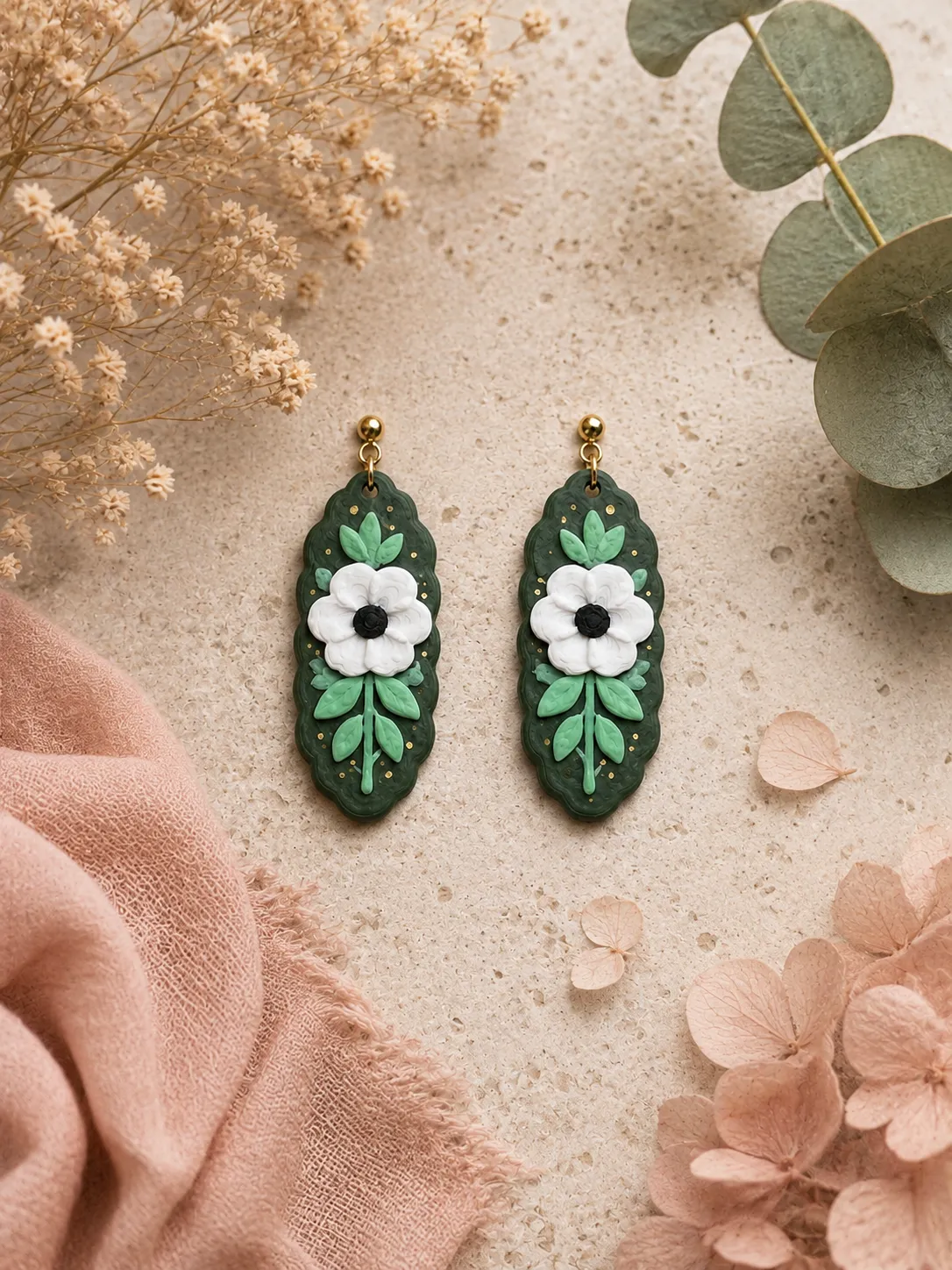 Pendientes flor botánica view 2