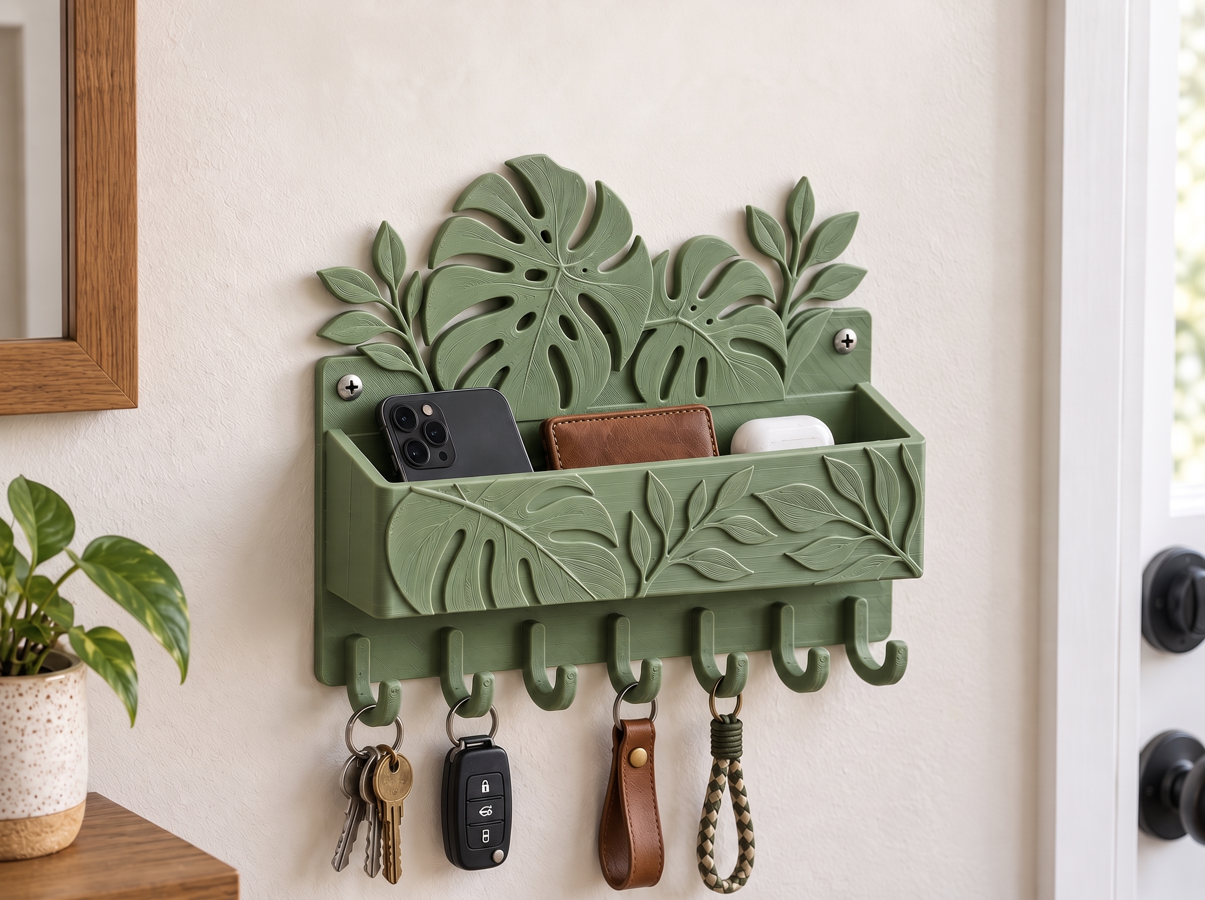 Botanical Leaf Wall Organizer & Key Holder - 1