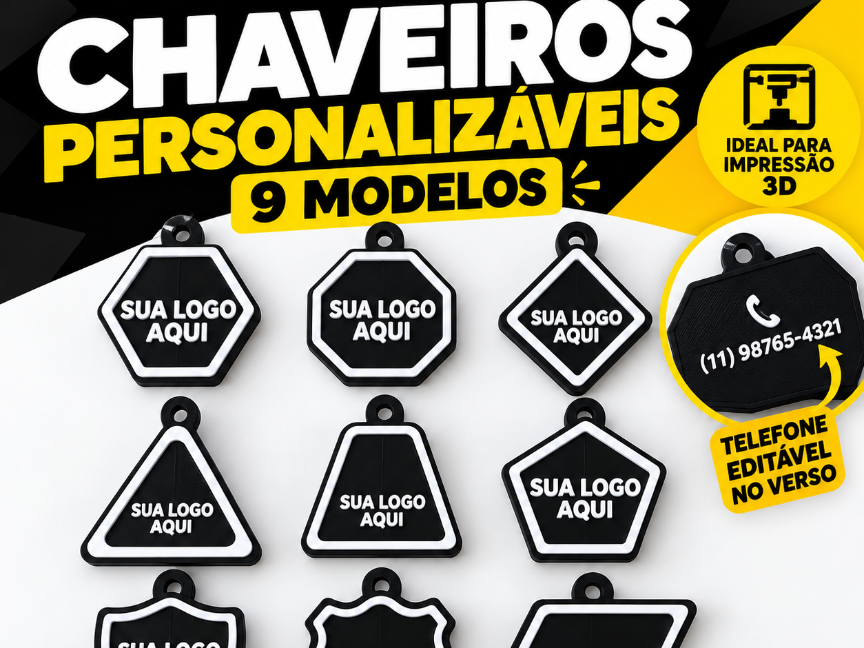 Chaveiros Personalizáveis 9 modelos geométricos - 1