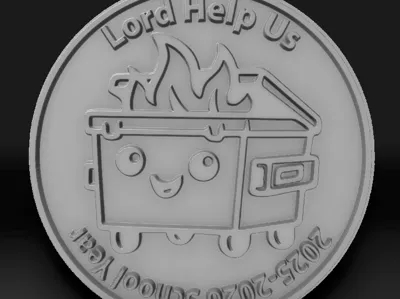 School Year Dumpster Fire Coin