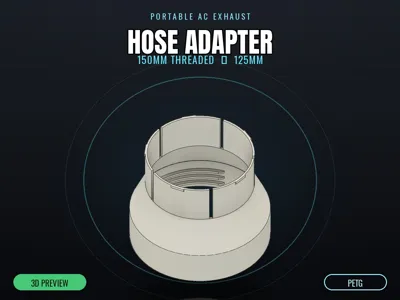 Portable AC Hose Adapter 150mm Threaded to 125mm