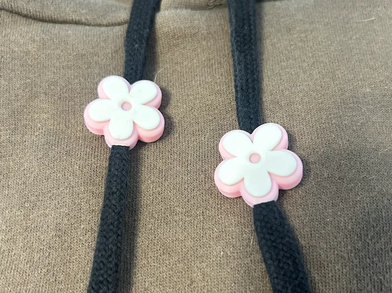 Flower Hoodie Drawstring Beads