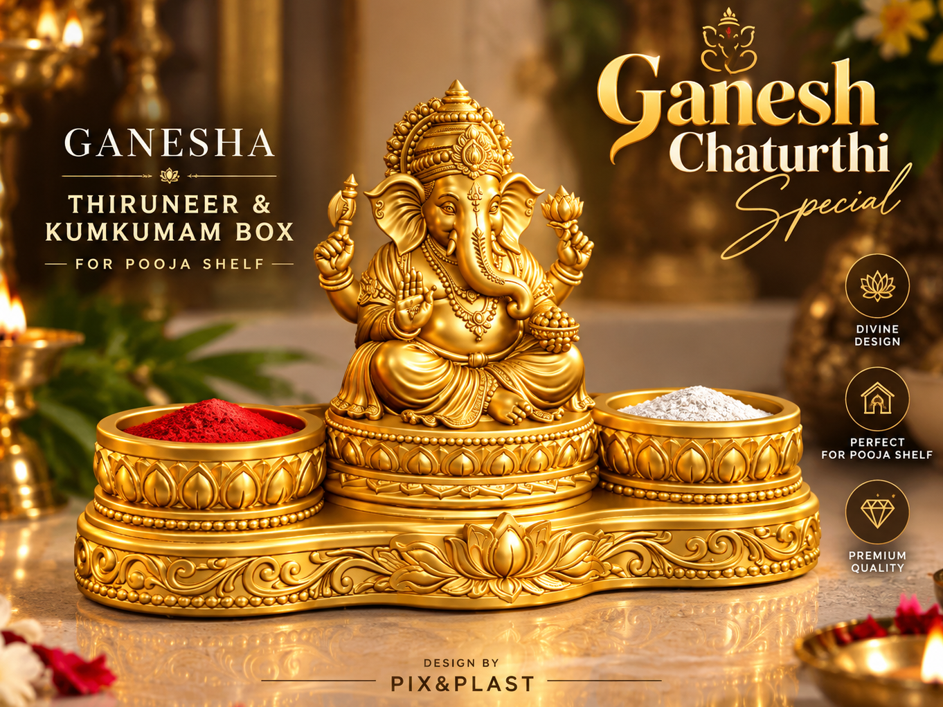 Ganesha kumkumam & thiruneer box - 1