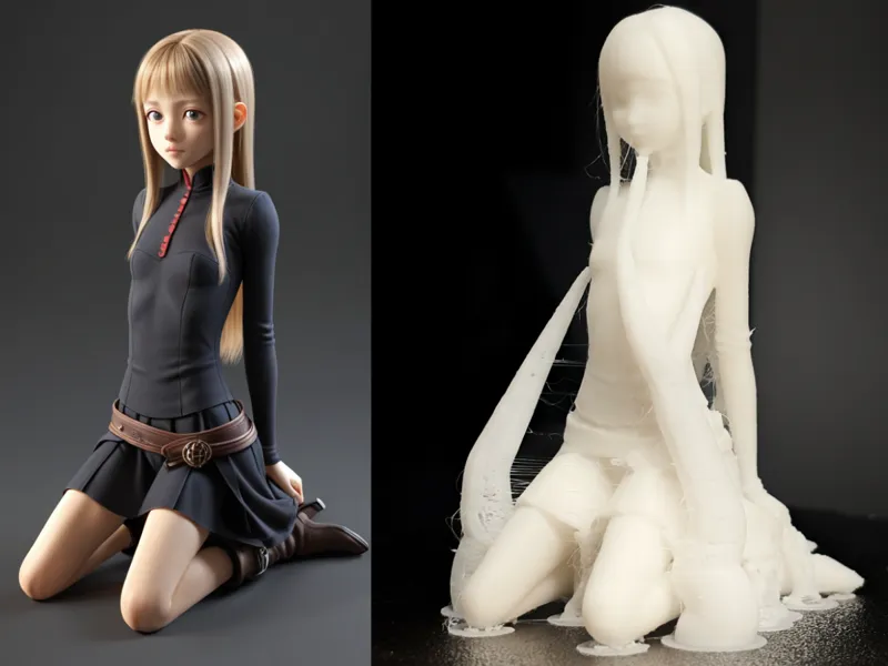 Serene Anime Girl in Uniform - Kneeling Figurine
