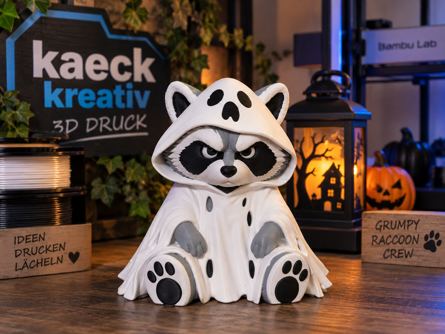 Grumpy Ghost Raccoon – Halloween Edition - 1