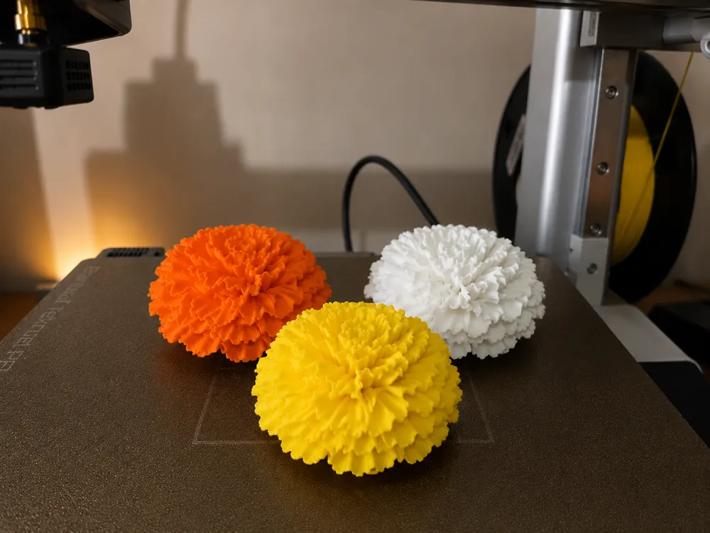 Letrero o emblema decorativo: 3D Printed Flower Ball – Decorative Floral Sphere. Referencia del modelo original.
