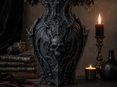Dark Fantasy Skull Vase
