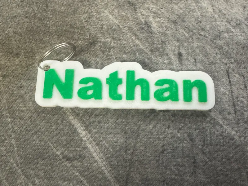 Nathan bubble name tag keychain