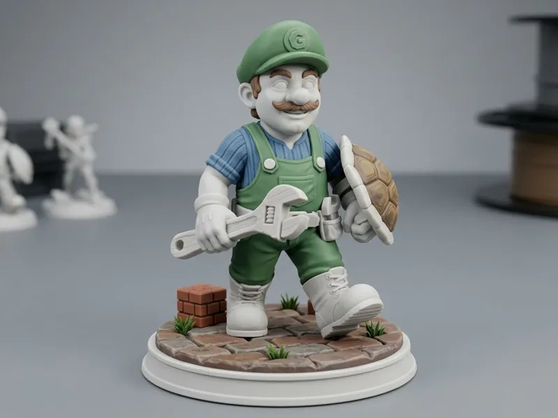 Super Plumber Figurine (Mario Inspired Fan Art)