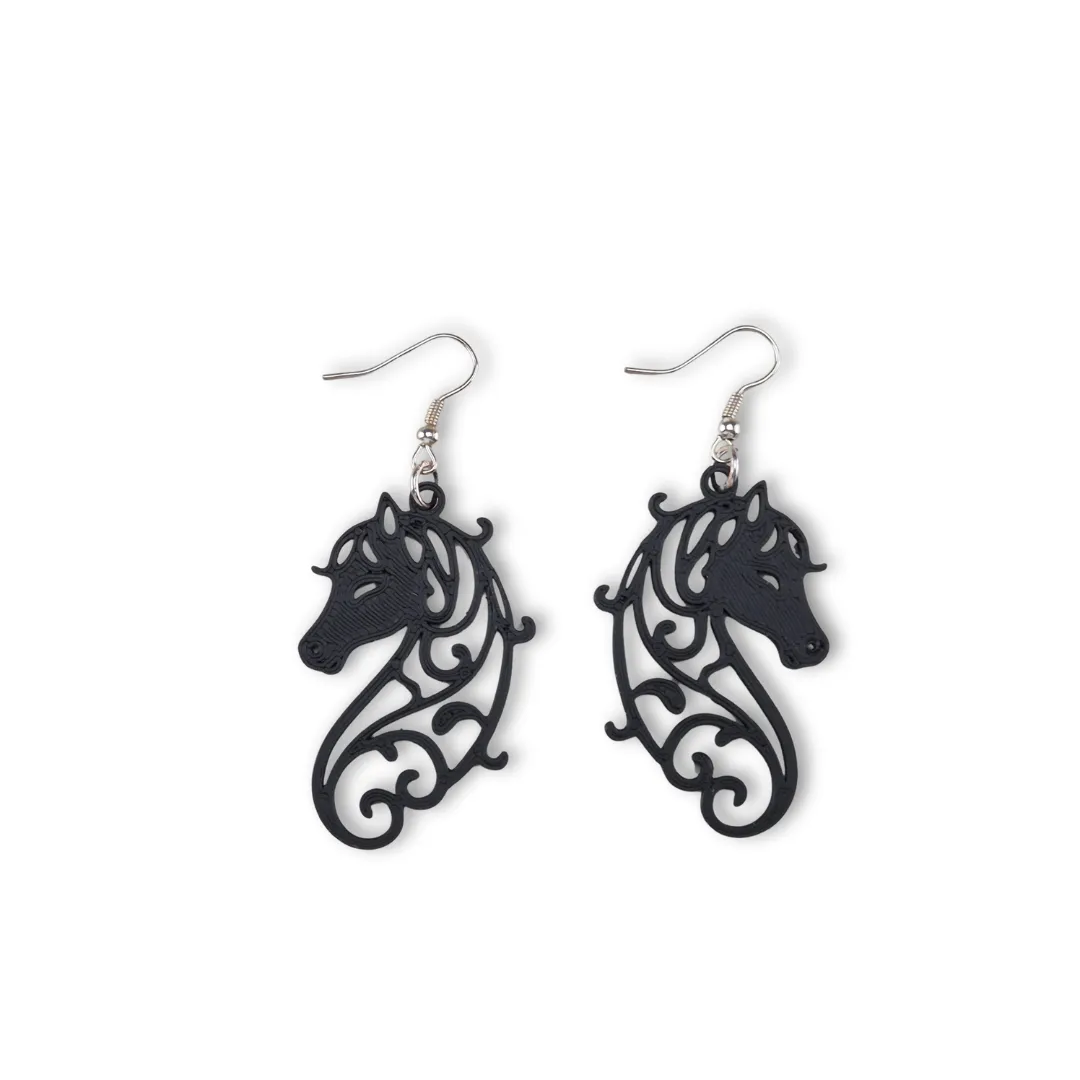 Horse Head Earrings filigree view 2
