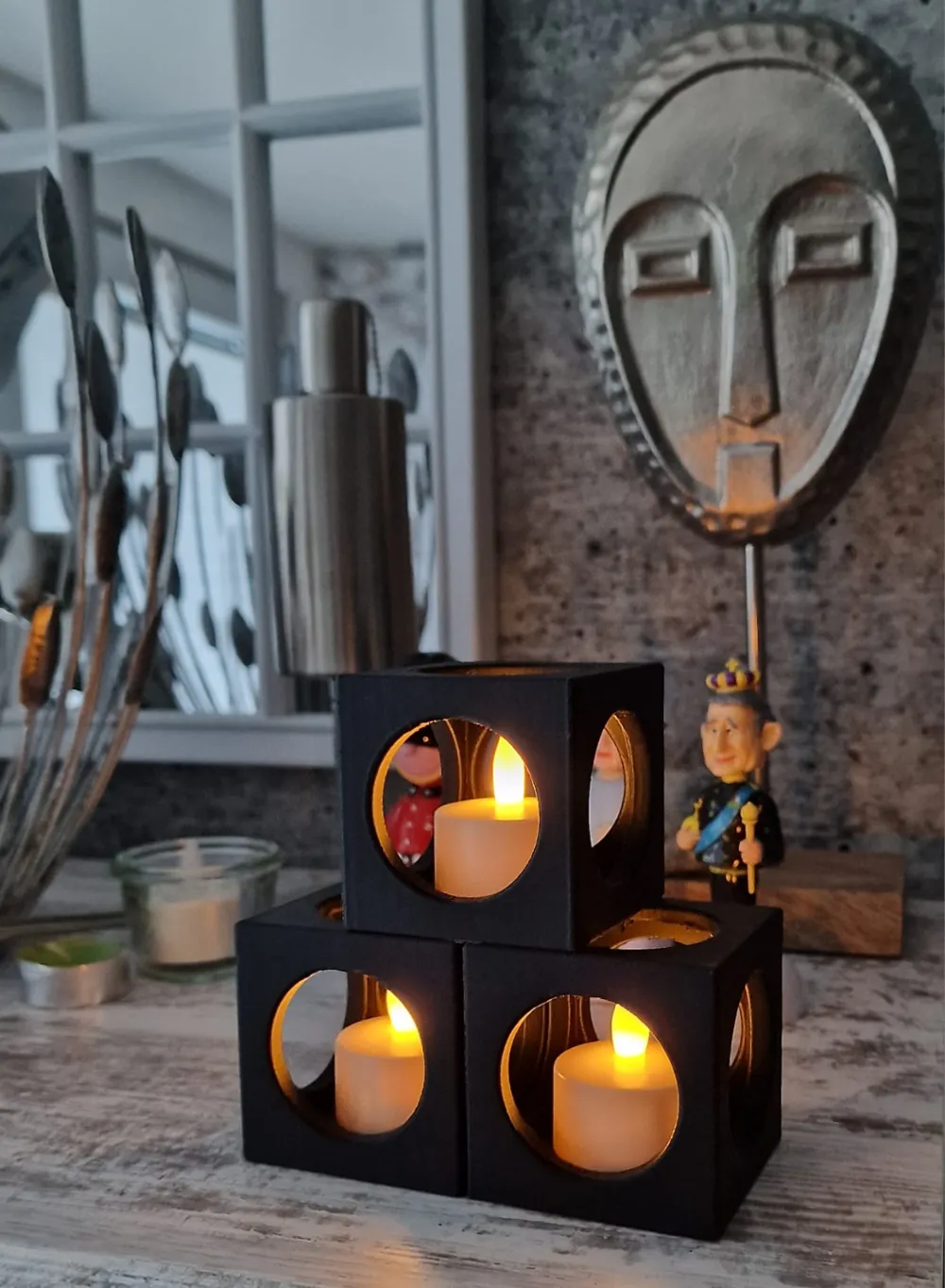 Modern tealight, stackable, easy print, cube tea light by Susi ...