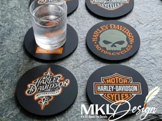 Harley-Davidson Coaster Kit (8 Coasters + Holder)