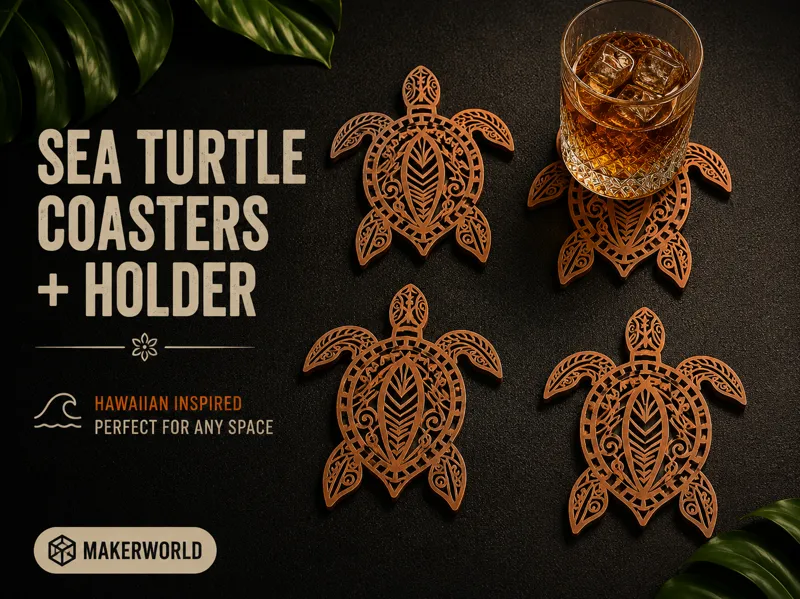 Sea Turtle Coasters + Holder