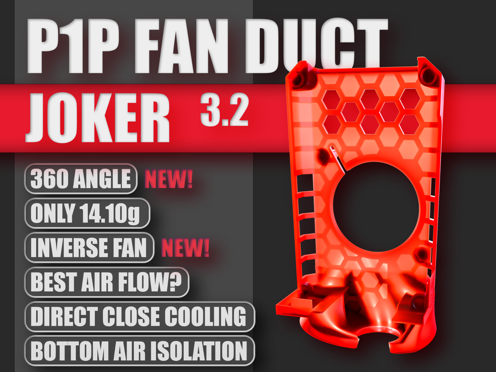 Bambu Lab P1P / P1S FAN DUCT JOKER 3.0 HYDRA 2.12