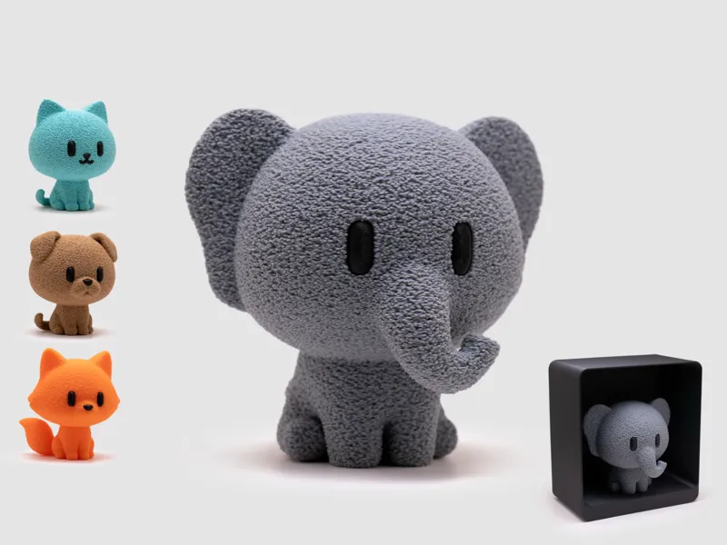 Elephant Figurine & Stand | No AMS | Fuzzy Skin