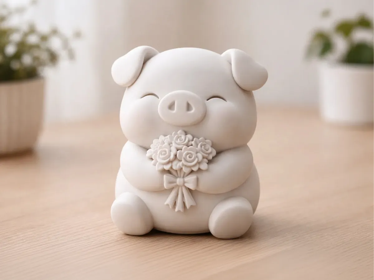 Piglet with a bouquet - Free 3D Print Model - MakerWorld