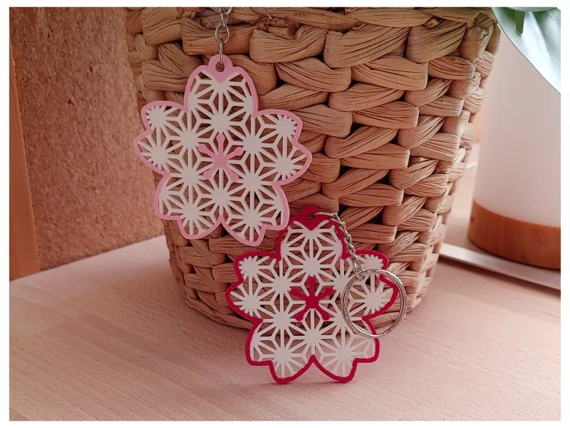 Cherry Blossom Keychain with Kumiko Flair
