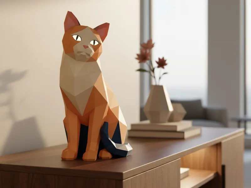 Low Poly Katze - Moderne Deko-Figur