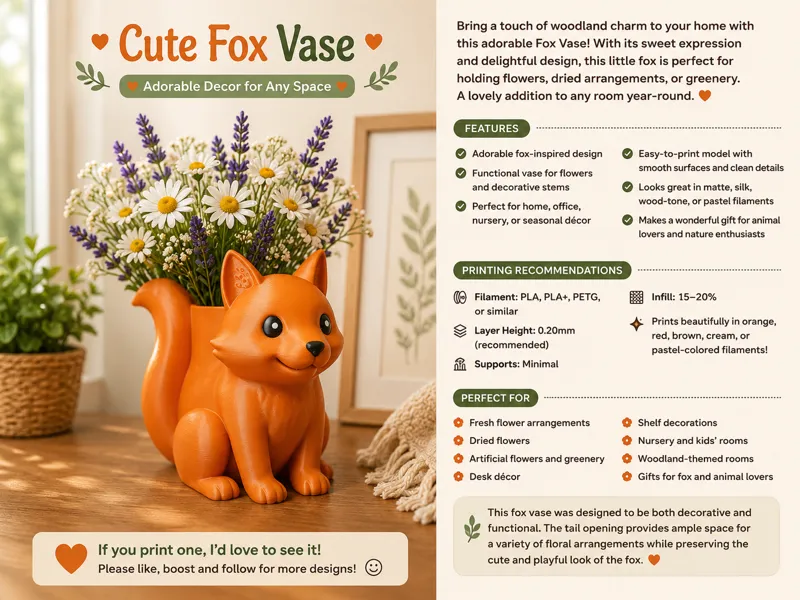 Cute Fox Vase