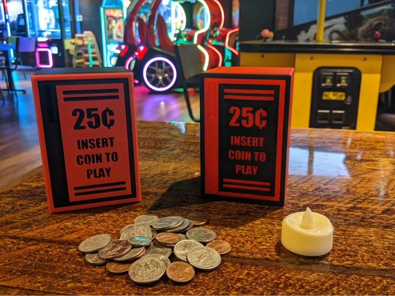 Retro Arcade Insert 25¢ Coin Bank/LED Light Holder