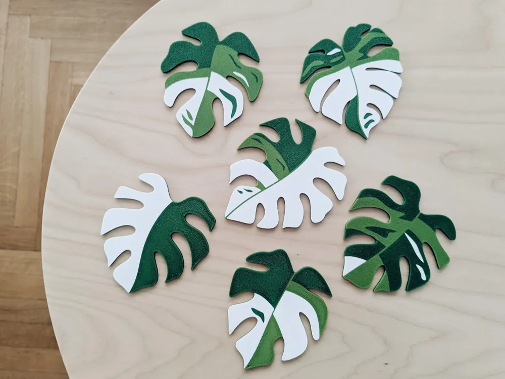 Monstera variegata coasters - Free 3D Print Model - MakerWorld