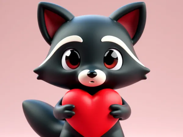 Raton laveur mignon avec cœur (Saint-Valentin)