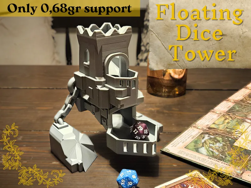 Floating Dice Tower - Easy to print - No assembly