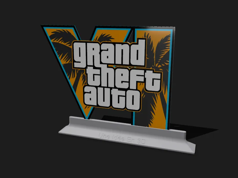 Logo GTA VI avec support – Fan Art 3D