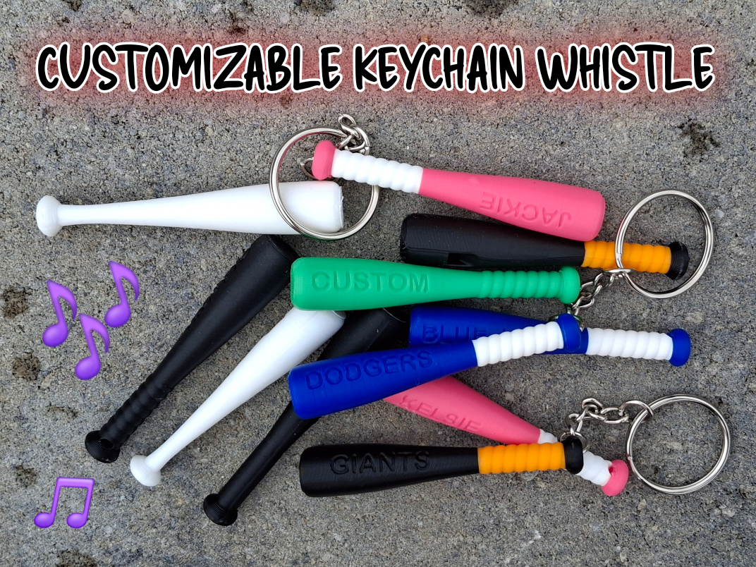 Baseball Whistle Bat - Customizable Keychain