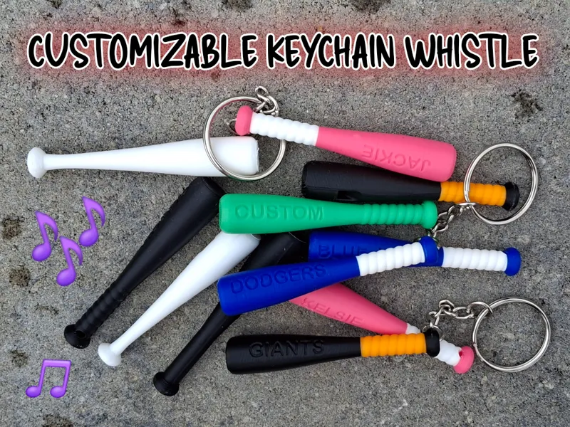 Baseball Whistle Bat - Customizable Keychain