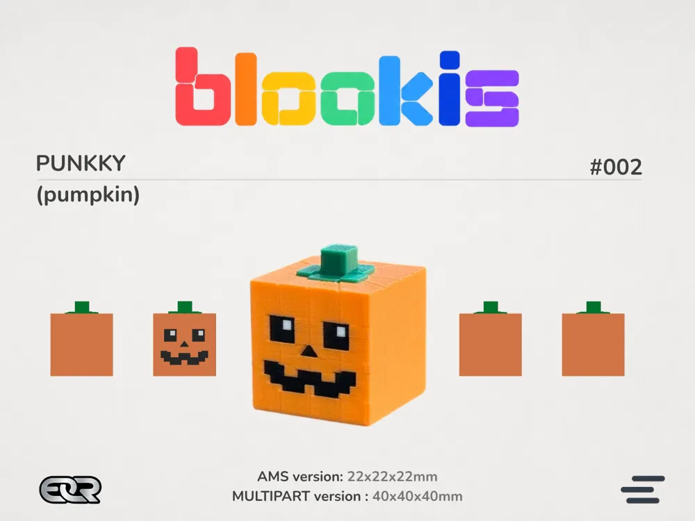 Adorno temático: Blookis - Punky (pumpkin) #002. Referencia del modelo original.