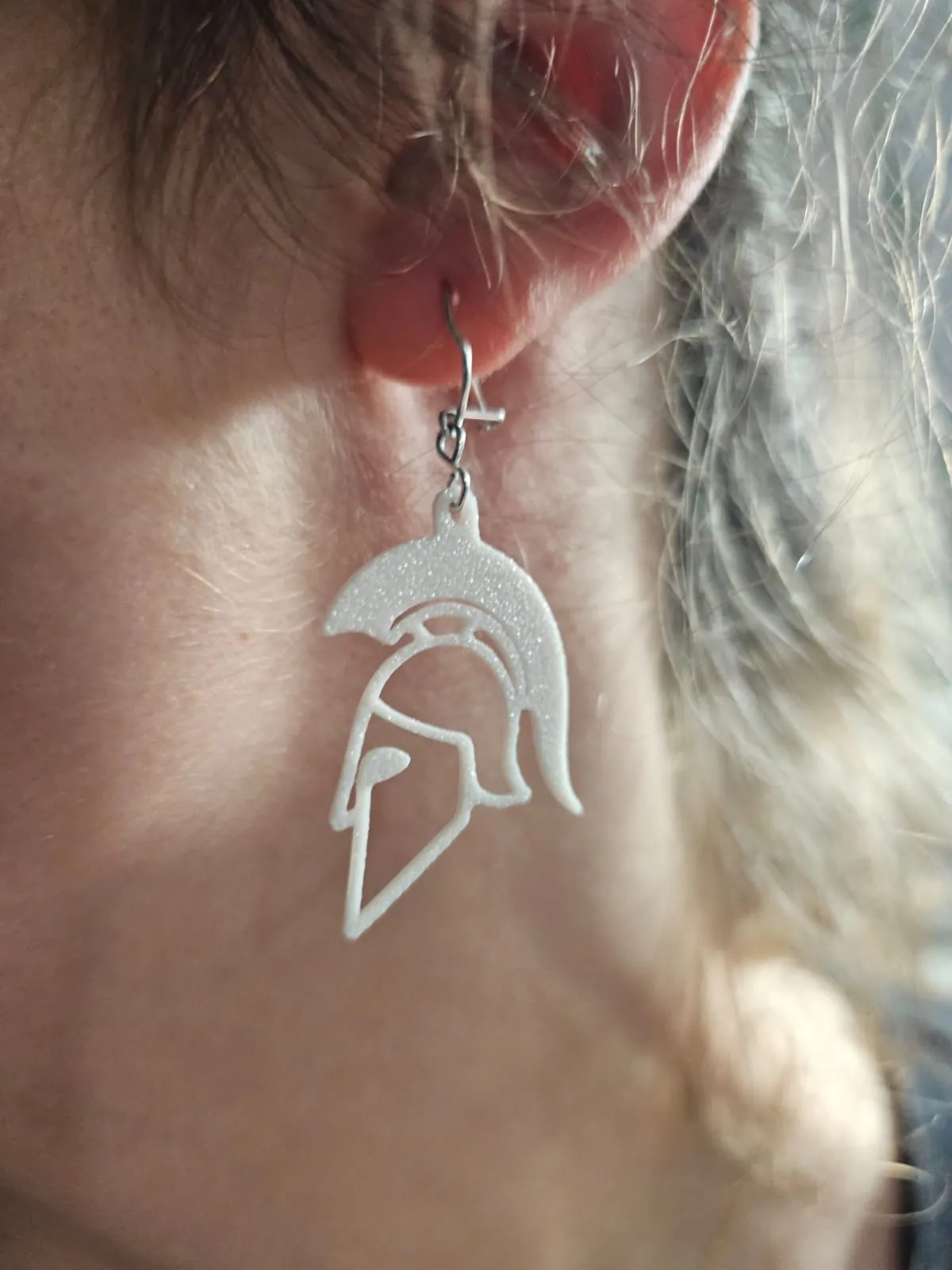 Greek hoplite helmet keyring or earring view 2