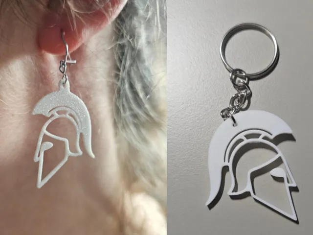 Greek hoplite helmet keyring or earring
