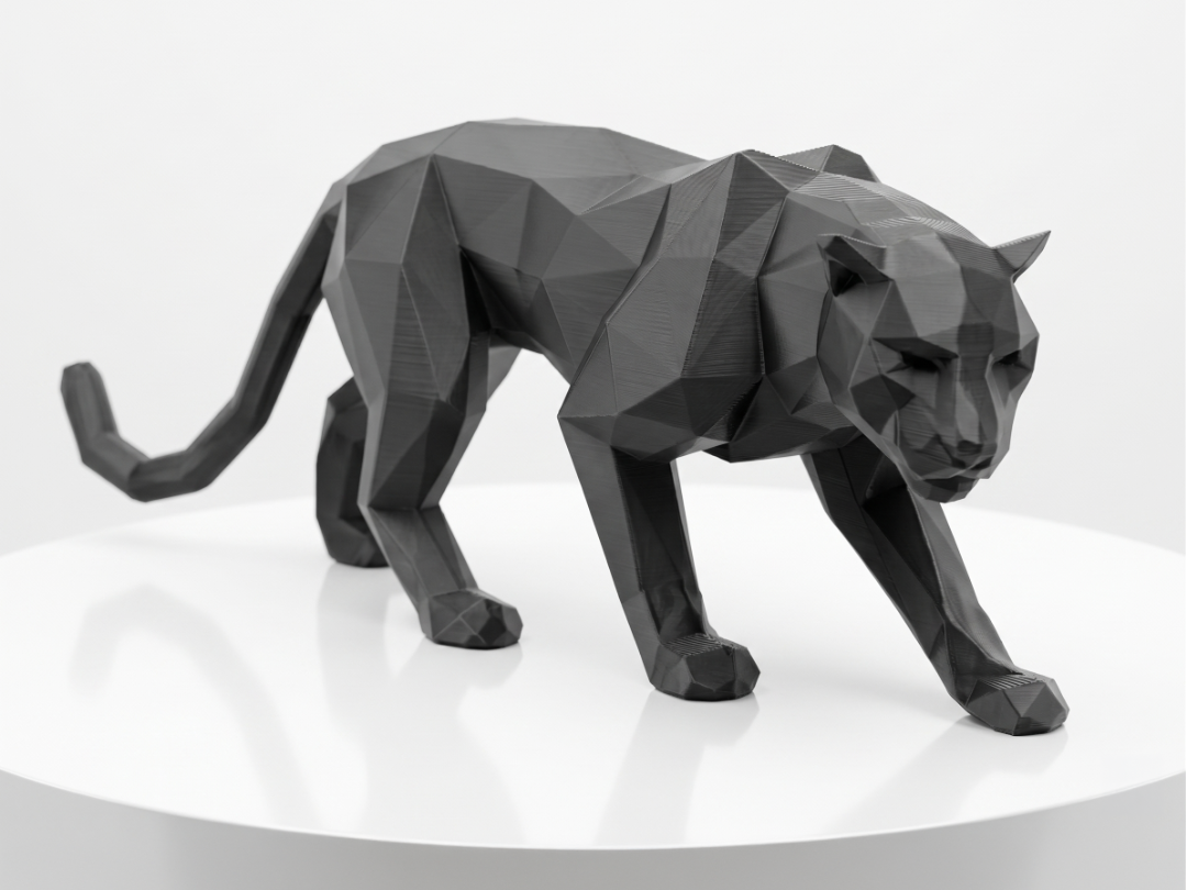 Geometric Black Panther Modern Statue