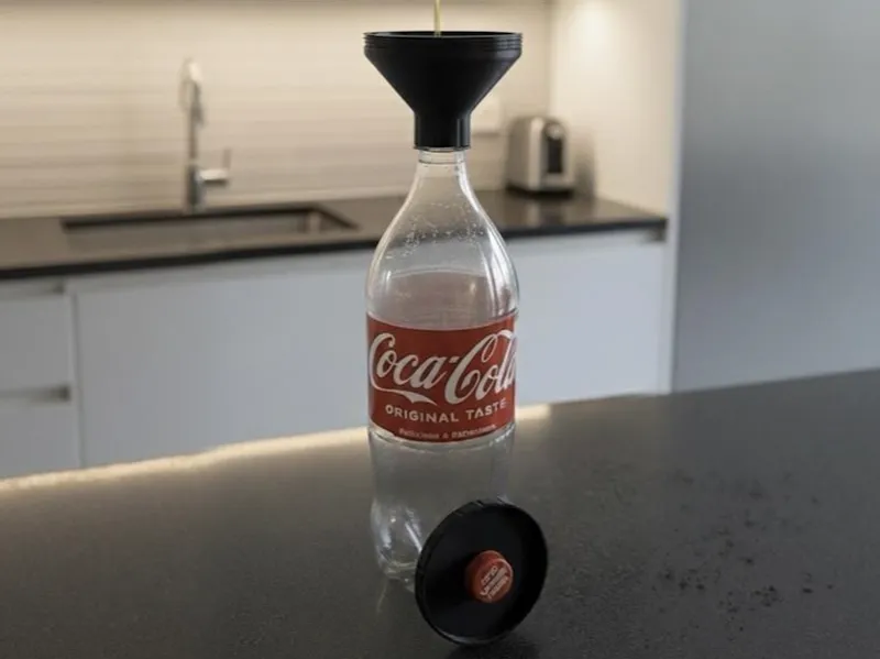 PET bottle funnel with lid,air vent and cap holder
