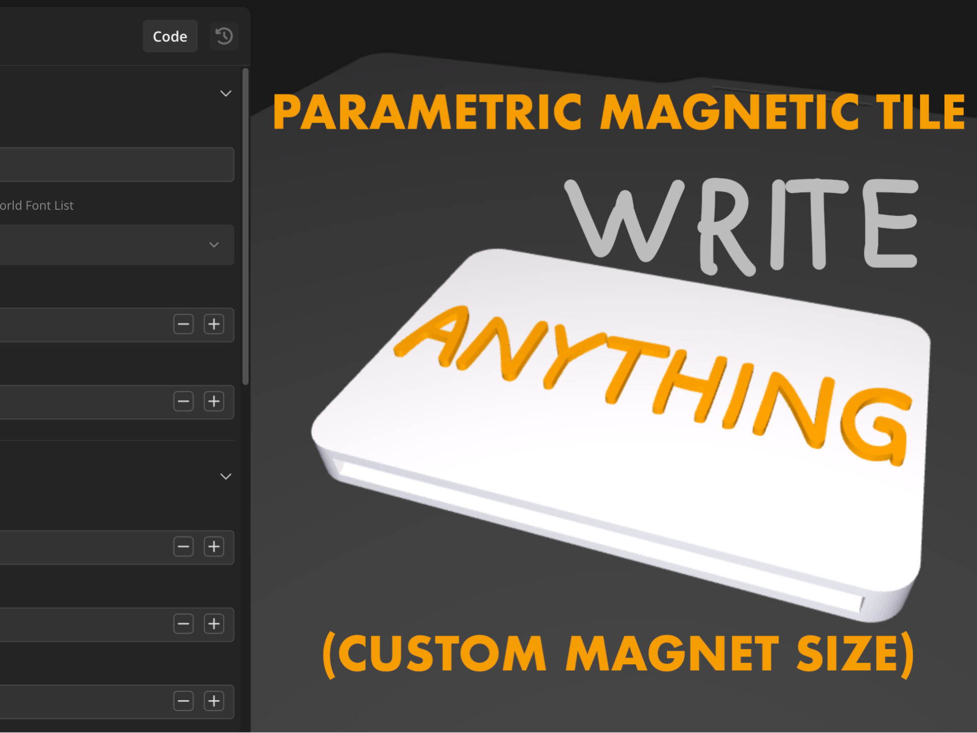 Parametric Magnetic Text Tile - Customisable