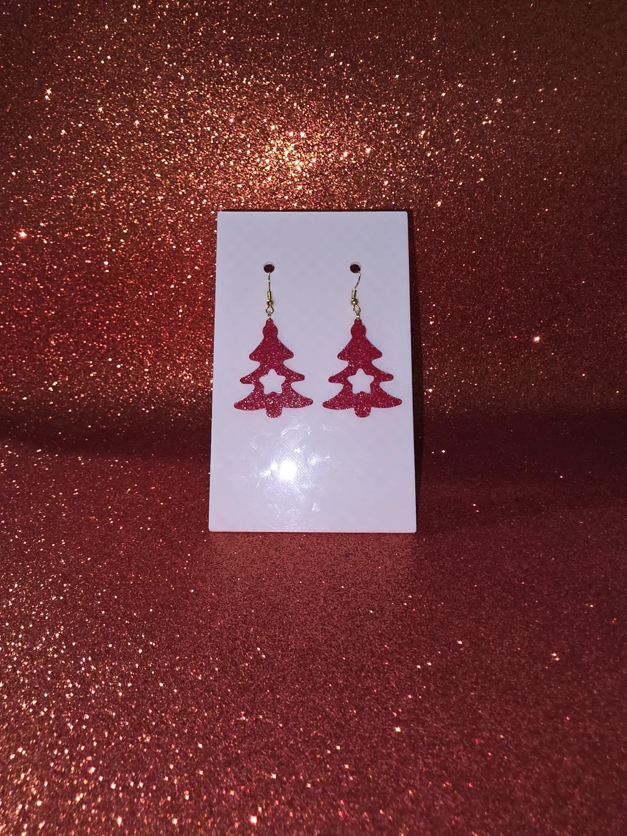 Simple star Christmas tree earrings view 2