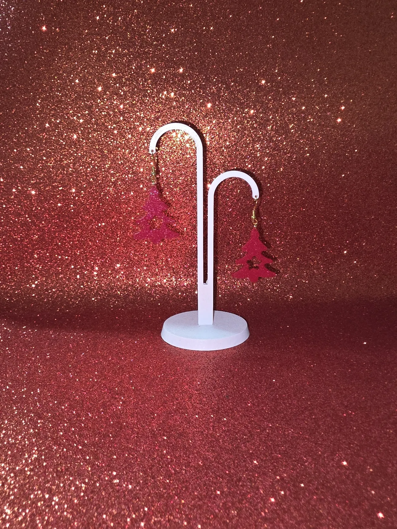 Simple star Christmas tree earrings view 3