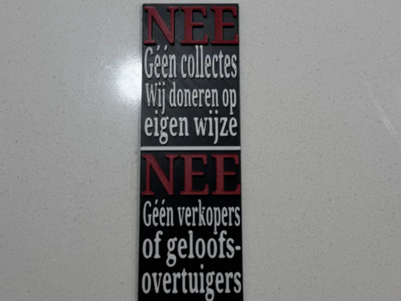NEENEE sticker sign collectes geen verkopers 
