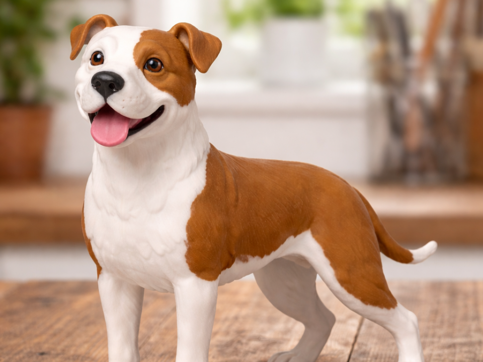 Pitbull Dog Figurine 10cm – Cute Mini PLA Statue