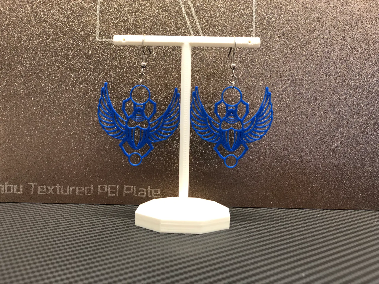 Blue scarab earrings, no AMS, 0.4 mm nozzle view 2