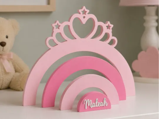 Princess Rainbow Stacker Name Sign Personalised
