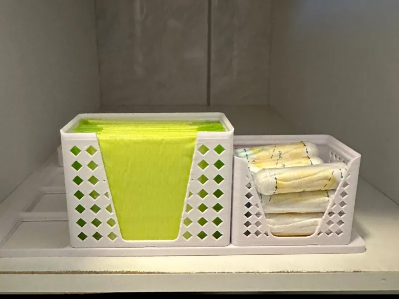 Gridfinity bins for tampons, liners, sanitary pads