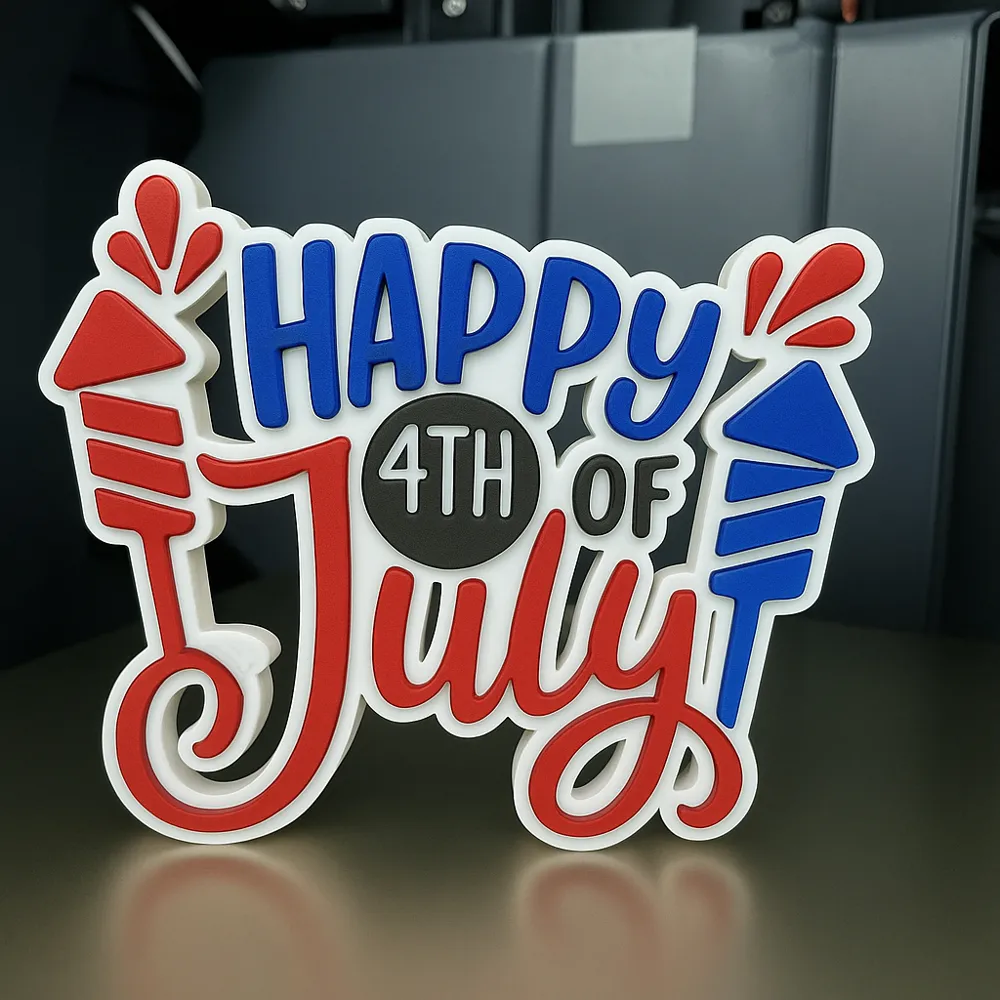 Happy 4th of July Sign - Free 3D Print Model - MakerWorld