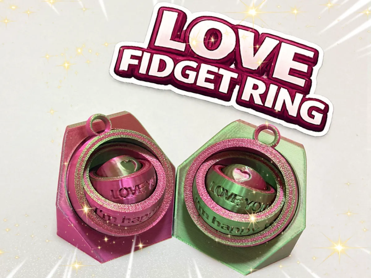 Bague fidget LOVE avec socle d'exposition