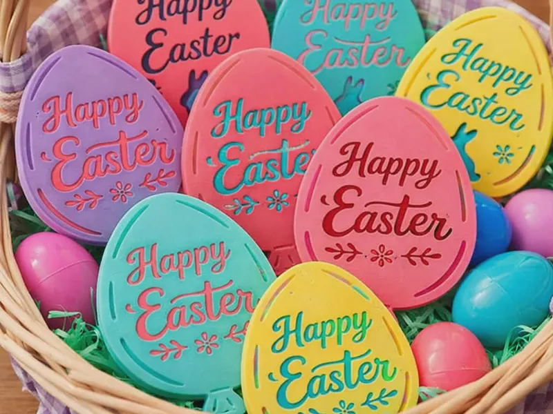 Happy Easter Balloon Multi-Color Fridge Magnet